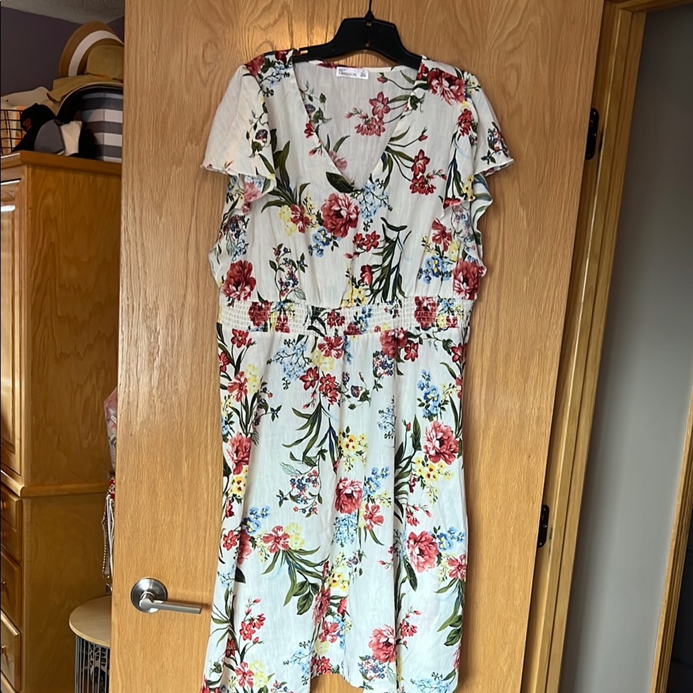 89th & Madison Pink and Red Flutter Sleeve Sundress